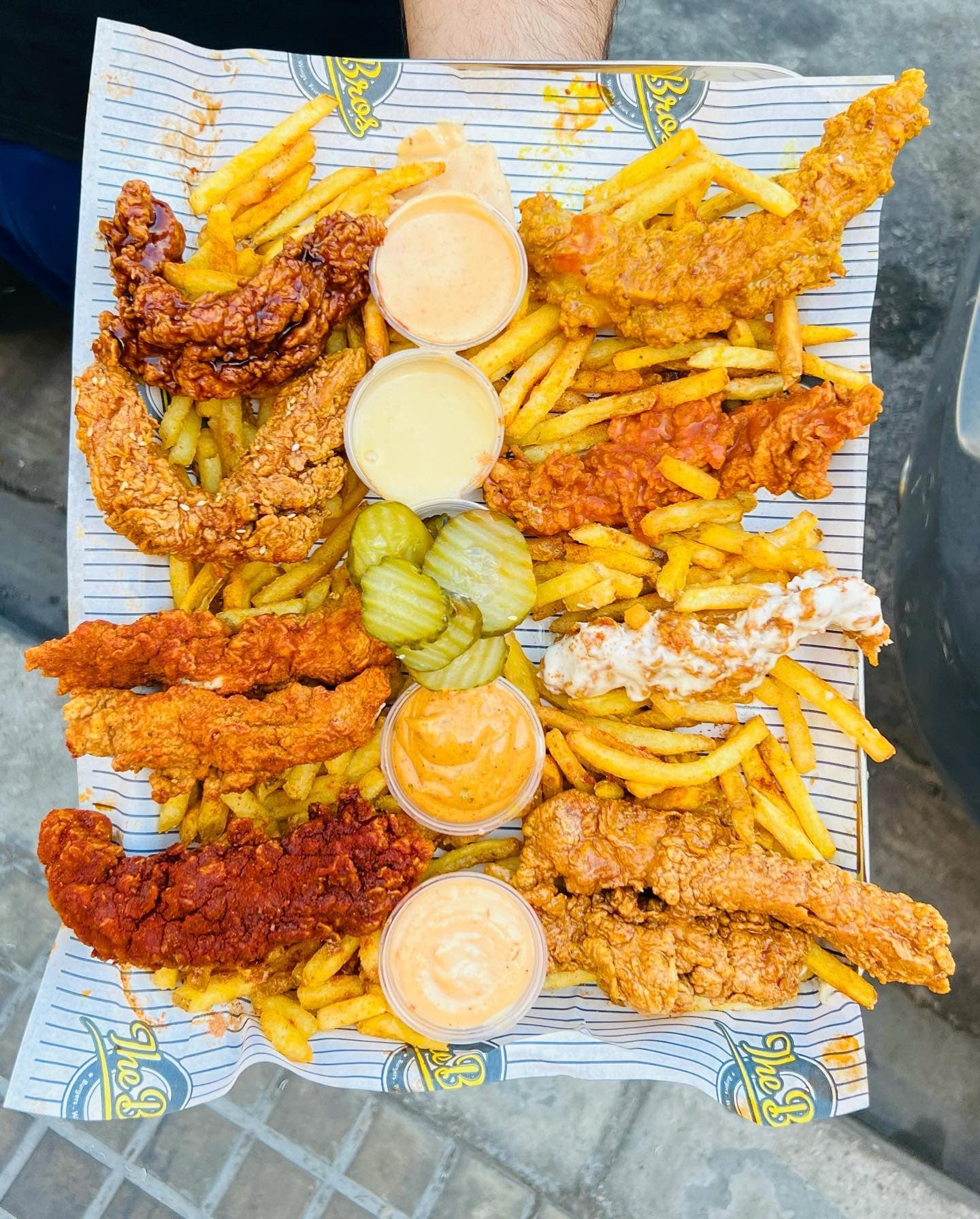Chicken strips with dipping sauces