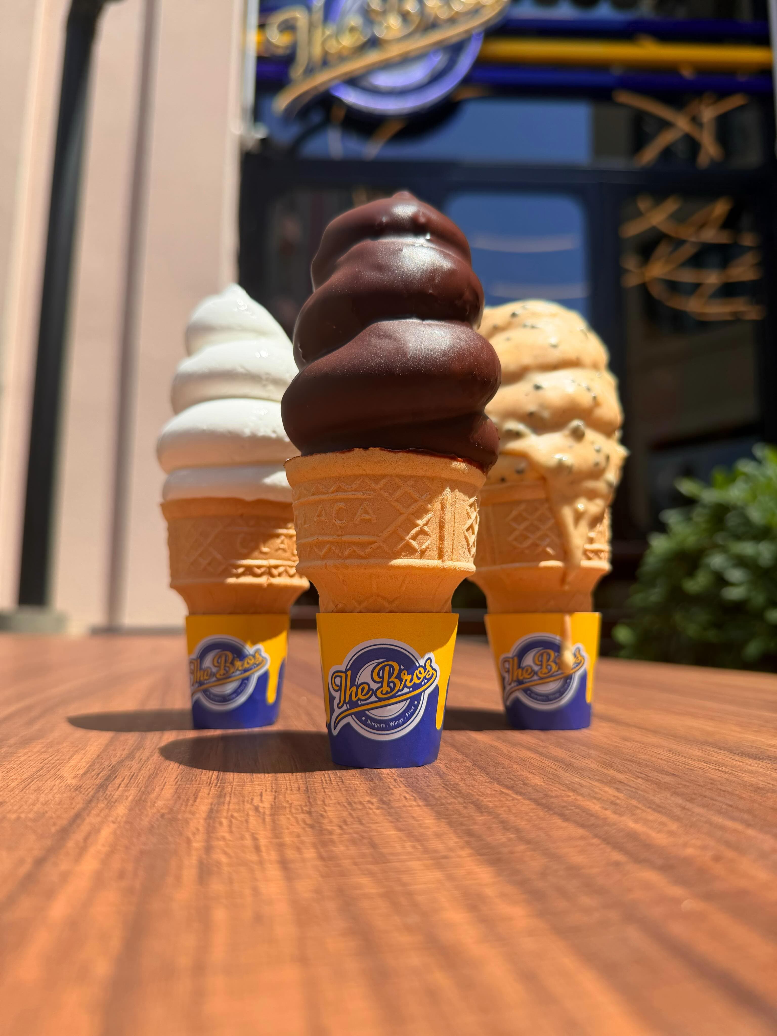 Cookies and cream Merry Cream cones with The Bros branding